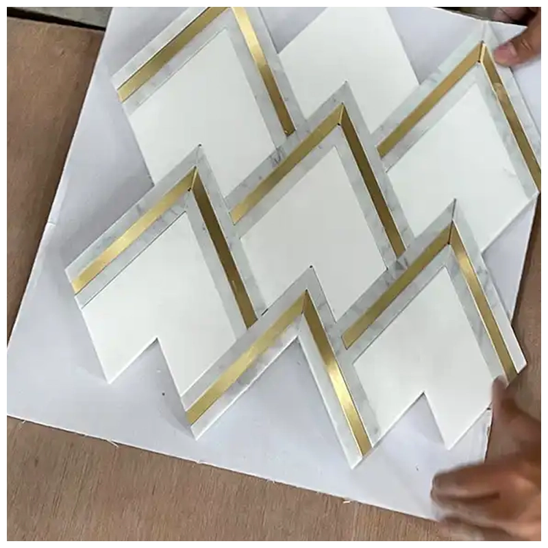 Ogee White Gold Marble Mosaic Tiles Ogee White Gold Marble Mosaic Tiles