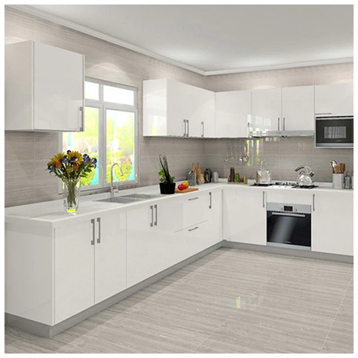 Kabinet Dapur Lacquer Putih Berkilat Tinggi