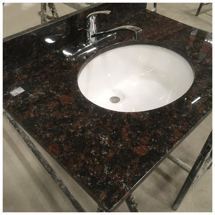 Single Sink Tan Brown Granite Vanity Top