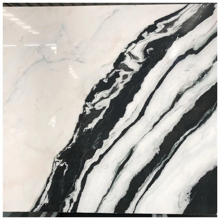 Polished White Panda Marble Slab