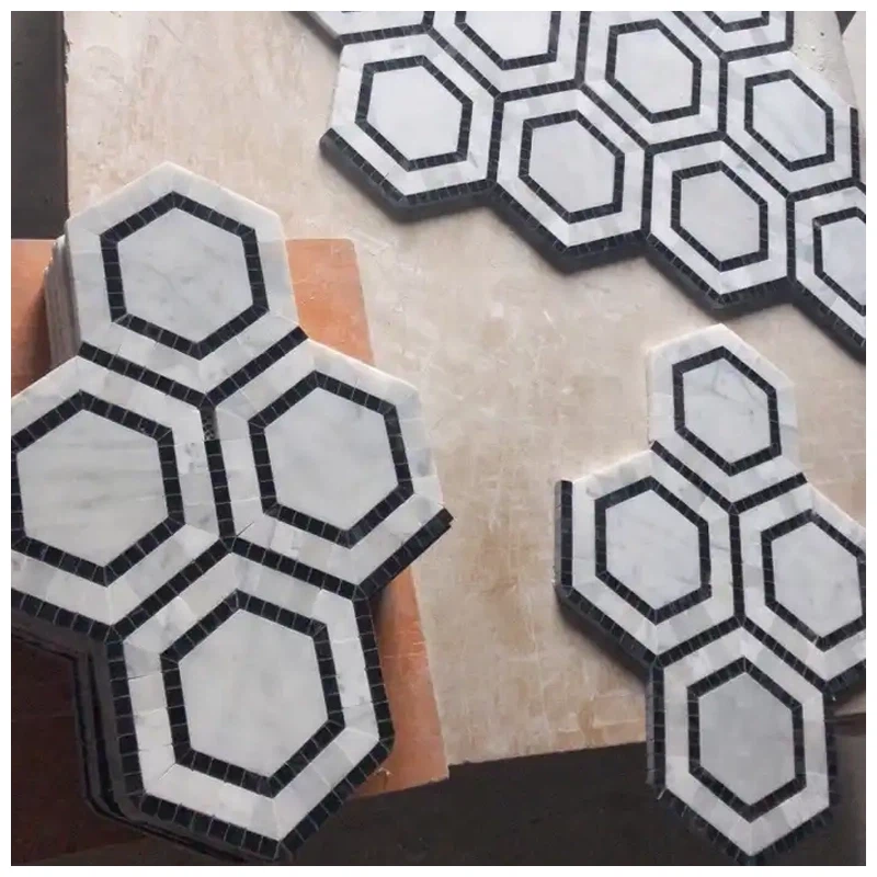 Carrara Marble Hexagon Combination Mosaic