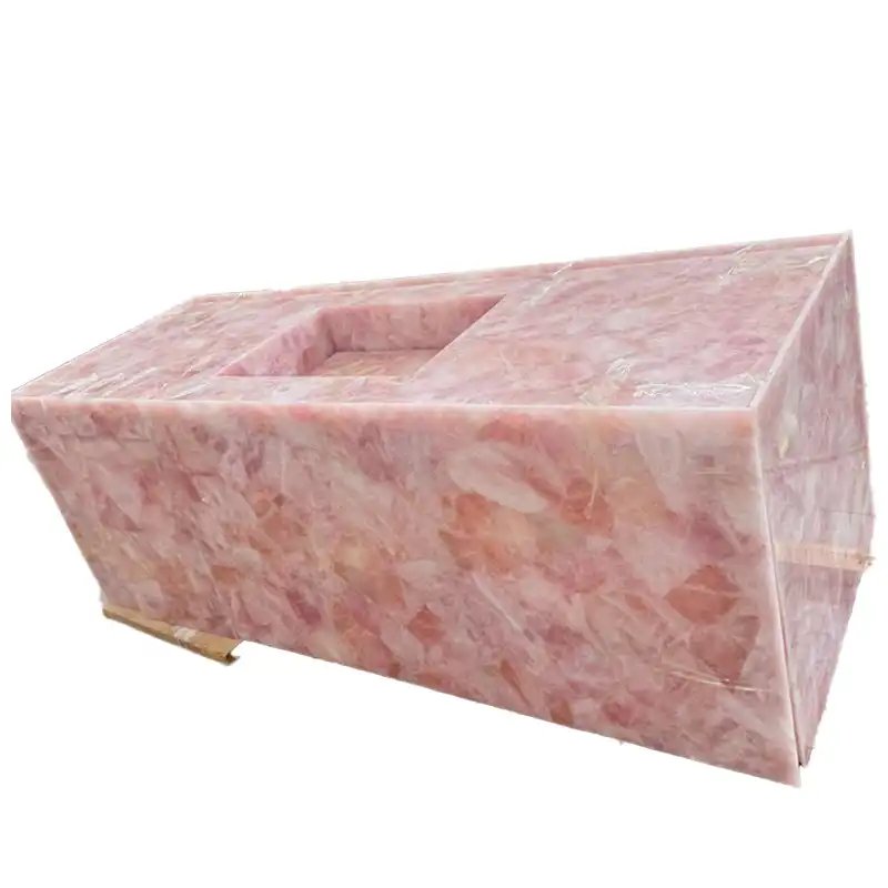 Countertops Kuarza Mawar Kristal Merah Jambu