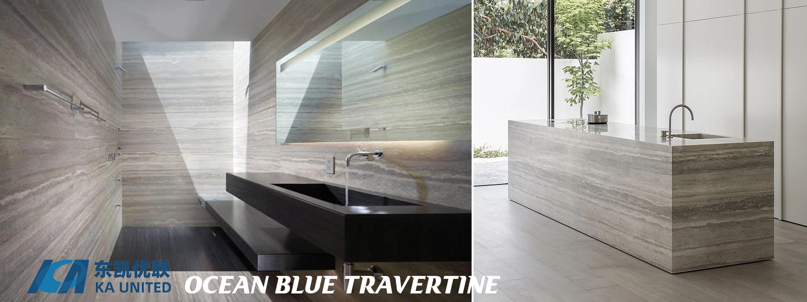 Ocean Blue Travertine Kitchen and Bathroom Projects-KA UNITED Ocean Blue Travertine Kitchen and Bathroom Projects-KA UNITED