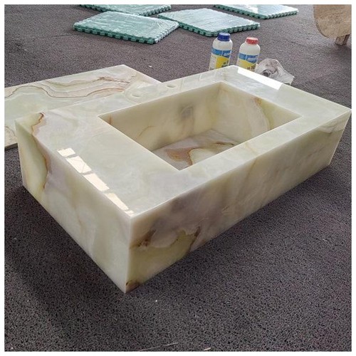 Light Green Onyx Integrated Wash Basins Light Green Onyx Integrated Wash Basins